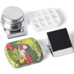 Portable Mini Tin Box 12-Well Empty Watercolor Palette Paint Mixing Tray,Small Paint Storage Travel Artist DIY Paints Outdoor Sketch Watercolor Kits with Magnetic Clip and Oil Pot.Selva