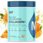 MyFitFuel Hydrolyzed Marine Collagen with Glucosamine, Hyaluronic Acid, Biotin, Zinc & Vitamin C | For Skin, Hair, Nails & Joints (Orange, 400 gm)