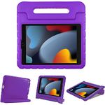 ProCase Kids Case for iPad 9th Generation/iPad 8/iPad 7, iPad 10.2 Case 2021 2020 2019/iPad Air 10.5/iPad Pro 10.5 Kids Case, Shockproof Lightweight Case with Convertible Handle Stand-Purple