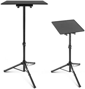 PYLE-PRO Universal Laptop Projector Tripod Stand - Computer, Book, DJ Equipment Holder Mount Height Adjustable Up to 39.37” w/ 14” x 11” Plate Size -for Office, Home, Stage, Studio, DJ Racks Holder