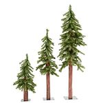 Vickerman 2' 3' 4' Natural Alpine Artificial Christmas Tree Set, Unlit - Christmas Tree Set