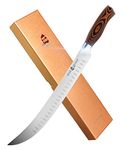 TUO Butcher Knife - 12 Inch Breaking Butcher’s Knives Pro Curved Granton Edge Carving Knife - Long Meat&Veggies Slicer - HC German Steel Comfortable Pakkawood Handle - Fiery Series Gift Box Included