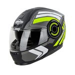 Steelbird SBH-40 Vanguard ISI Certified Full Face Graphic Helmet for Men and Women with Inner Sun Shield (Large 600 MM, Matt Black Neon)