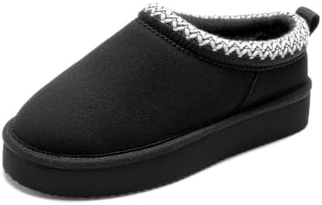 DREAM PAIRS Girls Slippers Kids Platform Slipper,All Black,3 Little Kid