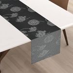 Yellow Weaves PVC Dining Table Runner (30 X 135 CM), 1 Piece - Grey Black