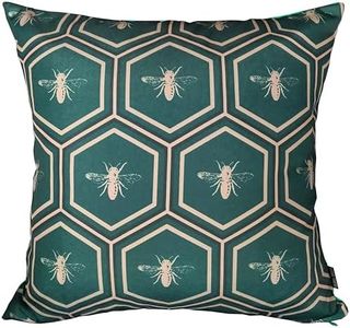 Olivia Rocco Pack of 2 Waterproof Cushion Cover Outdoor Garden Breathable Decorative Cushions Covers for Patio Bench Sofa Furniture Indoor Living Room Bed Chair Scatter (Bees Emerald, 43 x 43 cm)