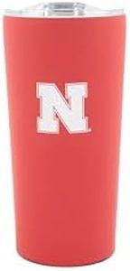 Decorvo Officially Licensed Collegiate Stainless Steel Tumbler - Double Walled Insulated Travel Tumbler with Slide Lid - 18 oz (Nebraska Logo - Red)