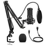 Aokeo AK-60 192kHZ/24bit USB Streaming Podcast PC Microphone with Arm Stand, Shock Mount, Pop Filter, Foam Cover, for Youtuber, Karaoke,Recording