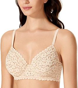 DOBREVA Femme Soutien-Gorge Dentelle Bralette Emboitant avec Armatures sans Rembourré Beige 100A