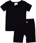 KYTE BABY, Short Sleeve Toddler Pajama Set, 97% Rayon made from Bamboo, 3% Spandex (8, Midnight)