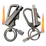 2 Pack Permanent Match Infinity Lighter with Keychain Bottle Opener, Reusable Waterproof Matchs Strike Fire Starter, Metal Fire Starters for Outdoor Adventures Survival (No Fuel)-Black+Black