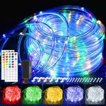 200 LED Rope Lights Outdoor Waterproof, Outdoor String Lights Plug in, 66ft Warm White & Color Changing Waterproof Twinkle Christmas Lights with Remote,Rope Light for Garden Christmas(Not Connectable)