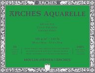 Arches Watercolour Paper Blocks | Cold Pressed Natural White | for Watercolor, Acrylic Painting, Gouache and Poster Color Painting | 300 GSM, 28 x 36 cm- 20 Sheets