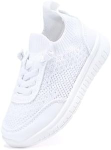 BMCiTYBM Toddler Shoes for Baby Boys Girls Lightweight Breathable Walking Infant Sneakers Non-Slip Casual Outdoor Indoor 3-3.5 Years White Size 9 Toddler