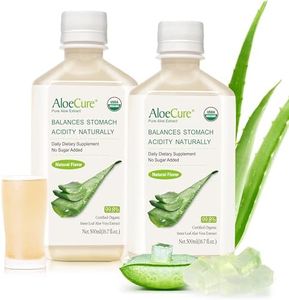 AloeCure USDA Organic Aloe Vera Juice Made Within 12 Hrs of Harvest - Pure Aloe Juice Natural Digestive Supplement to Support Digestion, Immune System and Balanced Stomach Acidity, 2 x 500ml Bottles