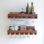 Indigo interiors Adlite 10" Deep Wine Rack Shelf & Hanging Stemware Glass Holder | Wall Mounted Wine Glass Rack Bar Shelf Organizer