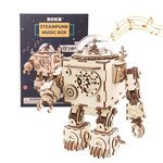 ROKR 3D Wooden Puzzles for Adults Steampunk Robot Figures Model Music Box DIY Toys Craft Hobbies for Men Gifts for Women Christmas/Birthday/Valentine's Day (AM601D)