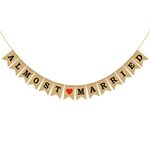 Amosfun Wedding Hanging Banner Almost Married Letter Engagement Wedding Banner Pull Flag (Assorted Color)