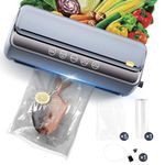 DoCatop Vacuum Sealer, 7-in-1 Automatic Vacuum Sealer Machine 85Kpa Food Vacuum Sealers, 125 Watts, High-Speed Continuous Working, 4 Food Modes Vacuum Bag Sealer with Vacuum Bags & Rolls