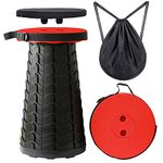 MKBK Telescopic Stool Adjustable Camping Stool, Collapsible Stool with Seat Cushion and Nylon Bag for Camping,Hiking, Fishing, Outdoors Stool Load Capacity 400 LB (Red)