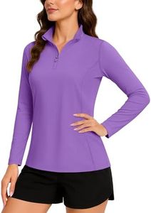 TACVASEN Women's Half Zip Pullover Golf Shirt Sun Shirt UPF 50+ Long Sleeve Workout Tops Light Purple, XL