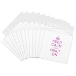 3dRose gc_157760_2 6 x 6-Inch"Keep Calm and Quilt On Carry On Quilting Quilter Gifts Pink Fun Funny Humor Humorous" Greeting Card