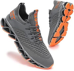 Kapsen Men's Blade Running Shoes Mesh Breathable Walking Slip-on Sneakers Fashion Trainers, Grey, 11