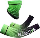 Ginojex Face Scarf Arm Sleeves 3Pcs Mask Neck Gaiters UPF 50+ UV Sun Protection Ice Silk Cooling for Cycling Outdoor Sports Driving Fishing (Green)