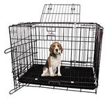 RvPaws Dog Cage - Powder Coated, Double Door Folding Metal Cage/Crate/Kennel with Removable Tray and Paw Protector for Dogs, Cats and Rabbits (Silver Black, 30 Inch)