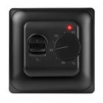 Analogue flush-mounted thermostat Room thermostat with external floor sensor for electric underfloor heating - Min./max. temperature limit - MST1 black