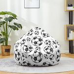 Morbuy Bean Bag Chair Cover for Adults and Kids (No Filler), Lazy Lounger Bean Bag Sofa Cover Without Filling for Outdoor Indoor Living Room (L:90x110cm,Soccer 2)