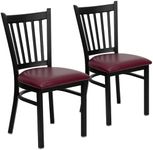 Flash Furniture 2 Pack HERCULES Series Black Vertical Back Metal Restaurant Chair - Burgundy Vinyl Seat