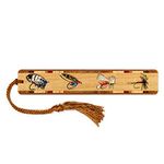 Fly Fishing Lures Angling Engraved with Added Color Wooden Bookmark - Also Available with Personalization - Made in USA