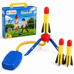 HALLARI Flying Rocket Launcher Toy with 3 Foam Rockets for Kids | Air Powered Outdoor Jump Rocket Game | Flies Up to 150 ft | Non-Toxic | No Batteries Required | Age 3+ Years