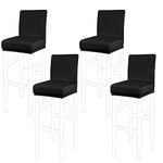 PiccoCasa Set of 4 Bar Stool Covers with Elastic Bottom, Stretch & Removable Dining Chair Covers for Pub Counter - Spandex Height Side Chair Covers Protector Slipcovers Black