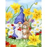 NAIMOER Easter Diamond Painting Kits for Adults, DIY Full Drill 5D Diamond Painting Gnome Diamond Art Kits Flowers Diamond Painitng Kits for Relaxation and Home Decor 30x40cm