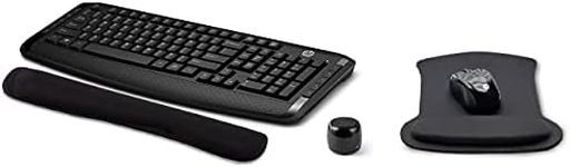 HP Wireless Keyboard and Mouse 300 PC Accessories Bundle with Waverest Gel Pads and Micro Bluetooth Speaker with Professional Sound, Built-in Mic and Remote Selfie Shutter