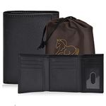 Real Leather Wallets for Men - RFID Blocking Slim Trifold Wallet with Card Slots (Crow)