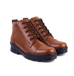 XHUGOY CHAIN LACE-UP COMBAT POLICE DMS BOOT BLACK/TAN SIZE 5-12 FOR MEN