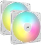 CORSAIR RS140 ARGB 140mm PWM Fans – Daisy-Chain Connection – Low-Noise – Magnetic Dome Bearing – Dual Pack – White