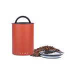 Planetary Design Airscape Stainless Steel Coffee Canister | Food Storage Container | Patented Airtight Lid | Push Out Excess Air and Preserve Freshness (Medium, Matte Red Rock)