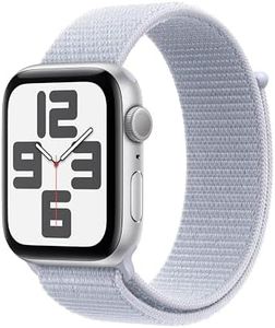 Apple Watch SE (2nd Gen, 2023) [GPS 44mm] Smartwatch with Silver Aluminum Case with Blue Cloud Sport Loop. Fitness & Sleep Tracker, Crash Detection, Heart Rate Monitor, Retina Display