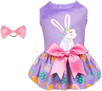 CuteBone White Rabbit Dog Easter Dress Velvet for Small Dogs Girl Eggs Skirt Puppy Purple Dresses Dog Clothes CVA19L-D