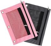 STOBOK Pencil Pouch for 3 Ring Binder 2pcs Mesh Binder Pencil Bag Zipper Pencil Case with Pocket Small Cosmetic Bag