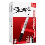 Sharpie Twin Tip Permanent Markers | Fine & Ultra-Fine Points | Black | 12 Count