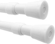 Caserry Shower Curtain Rods Pack of 2, 53-98 Inches Rust-Resistance Adjustable Spring Tension Rod for Bathroom or Doorways (White)