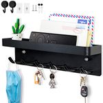 Echehi 6 Hooks Key Holder, Self-Adhesive or Drilled Wall Key Rack, Key Hooks Wall Mounted for Entrance Areas, Offices, Bathrooms, Living Rooms. Black