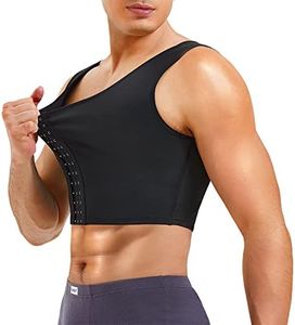 TAILONG Mens Compression Corset Vest Hide Gynecomastia Chest Binder Tank Top Faja para Hombre, Black, Medium