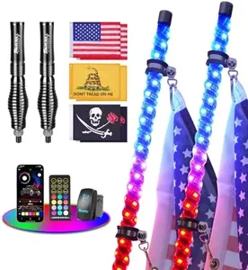 Tavaray 2PCS 6FT Whip Lights with Spring Base, LED Whip Lights with App & Remote Control, Waterproof 360° Spiral Chasing Lighted Whips w/Rocker Switch for UTV, ATV, SXS, Polaris RZR