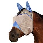 Cashel Crusader Standard Fly Mask with Ears and Blue Trim, Benefit Wounded Warriors - Size: Yearling/Large Pony